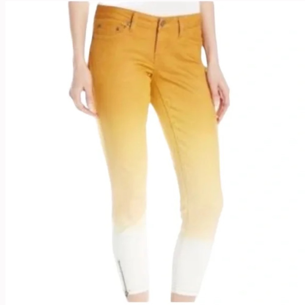 Prana Jett Capri Ombre Ankle Crop Stretchy Comfy Denim Jeans Pants Orange